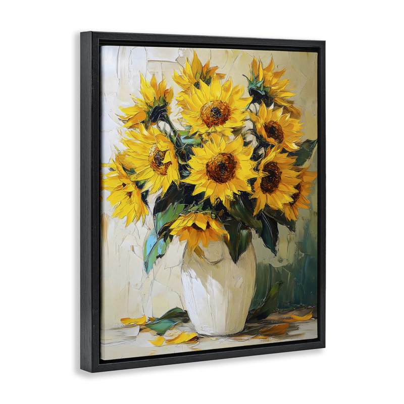 Cadre flottant Sunshine In A Vase, design par LSR Creative Studio, Cadre flottant noir de jais, H 21 po x l 17 po