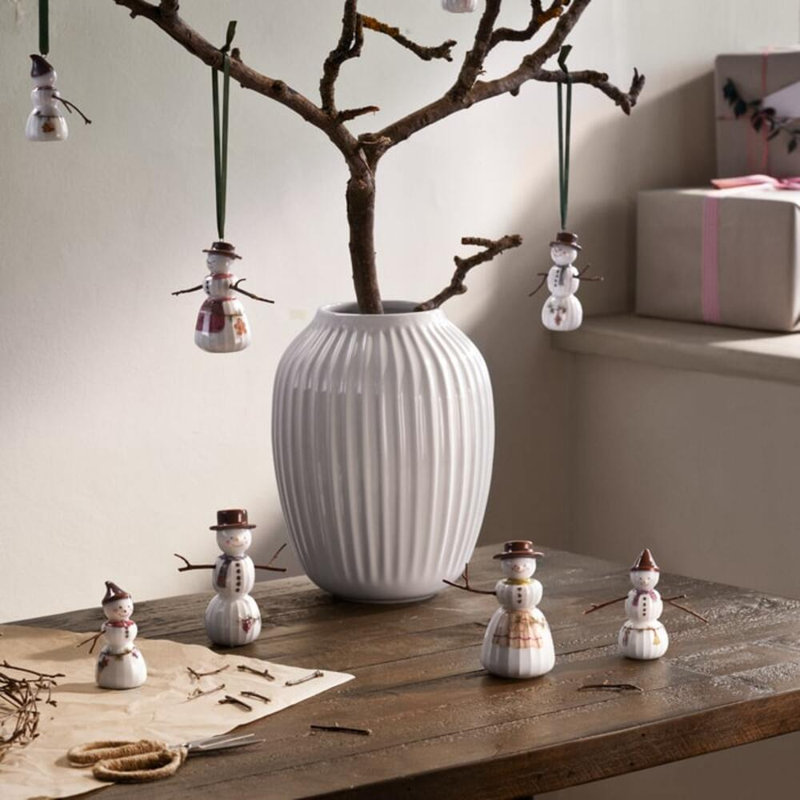 Hammershoi Christmas Snowwoman, Hanging H 3.5" White W. Deco
