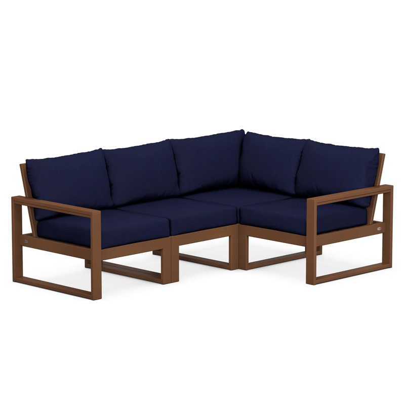 EDGE 4-Piece Modular Deep Seating Set, Mahogany, Natural Linen