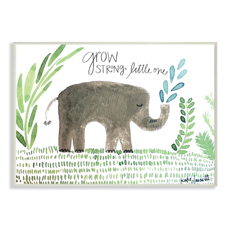 «Grow Strong Little Elephant», art encadré, H 10 po x l 15 po, Plaque murale