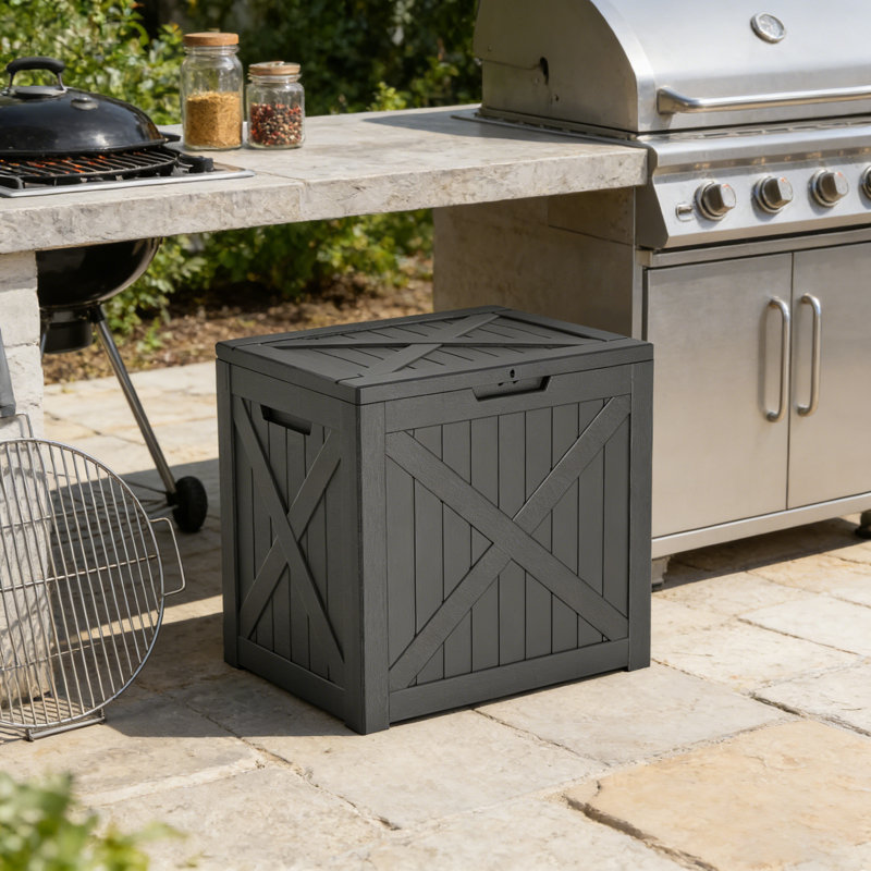 32gallon Deck Box – Weather-resistant Outdoor Storage For Patio Cushions, Pool Toys & Tools, Black