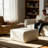Upholstered Square Ottoman,Cream