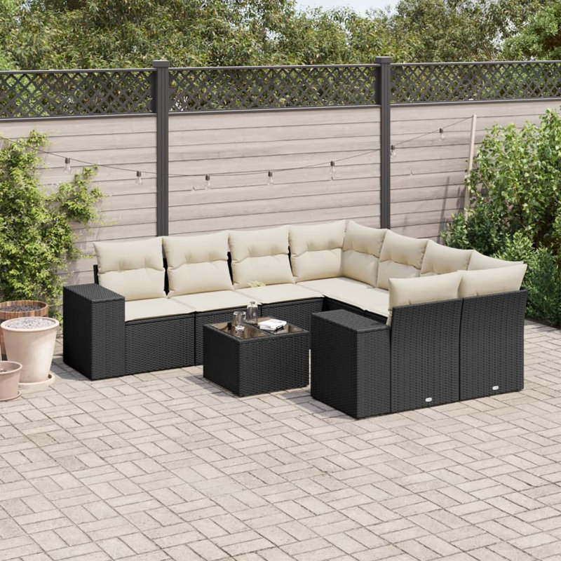 Ensemble de canapé de jardin Vidaxl noir, blanc crème