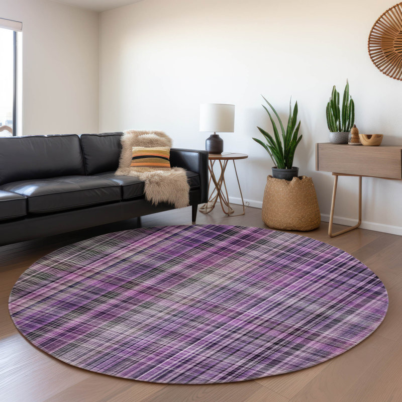 Tapis mauve Premium lavable à la machine Cerrito AMF541, Rond 8 pi