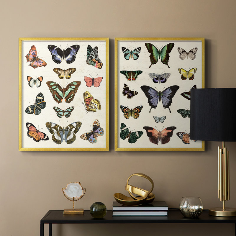 Impression encadrée Flutterbys I-Premium - prête à être accrochée - aucun clou requis - aucun clou requis, Doré