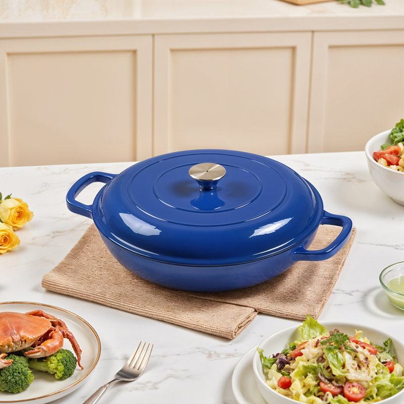 Living And Home 3.2L Cast Iron Stock Pot, Blue