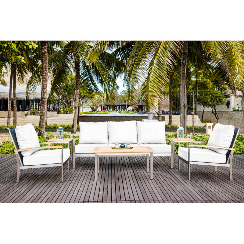 Avanti Stainless Steel Sling Outdoor Deep Seating Lounge Chair, Natural