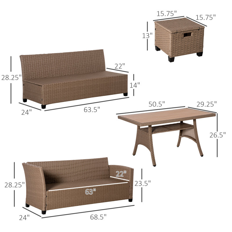 Ensemble de conversation modulaire avec coussins 6 pièces