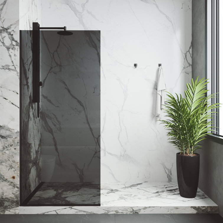 Zenith 34" W x 74" H Fixed Frameless Shower Screen with 3/8" Glass
