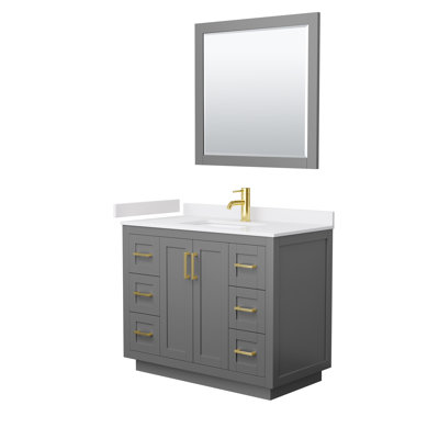 Ensemble de meuble-lavabo simple autoportant 42 po avec plateau en marbre de culture Miranda