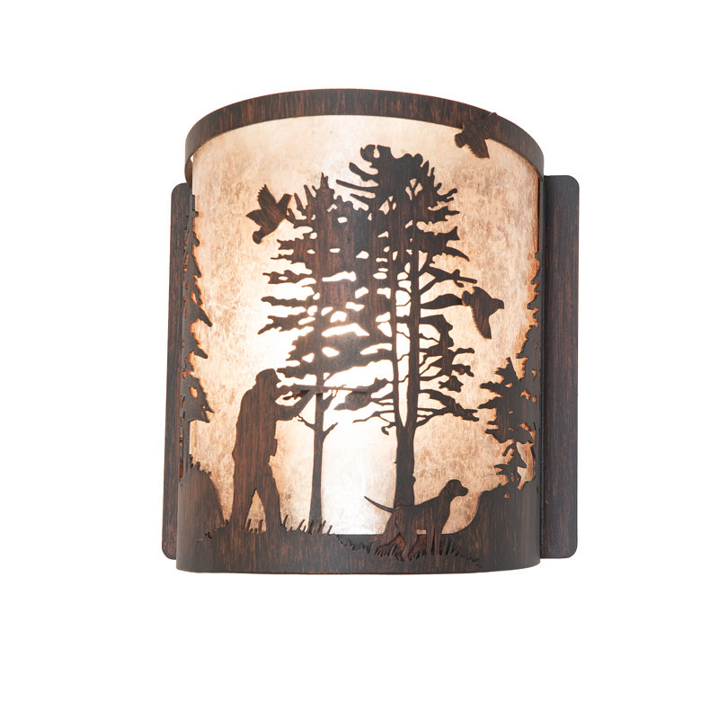 8" Wide Quail Hunter W/Dog Wall Sconce