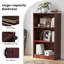 Bibliothèque autoportante à 3 tablettes en bois réglables pour bureau à domicile, 3 couches, acajou