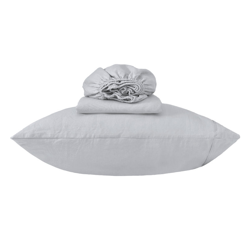 Ensemble de literie en lin, Gris clair, Grand