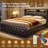 Upholstered Queen Platform Bed Frame with Charging Station, Led Lights & 4 Storage Drawer, Storage Bed with Upholstered Headboard, Under-Bed Storage, No Box Spring Needed, Easy Assembly, Strong Metal Support