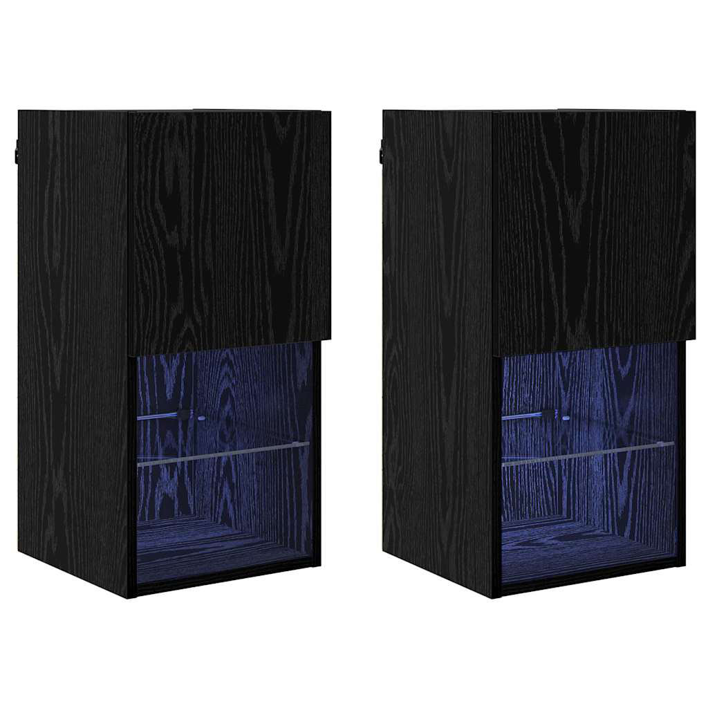 Wall-Mounted TV Cabinets 2 Pcs Black Oak 30.5 X 30 X 90 Cm