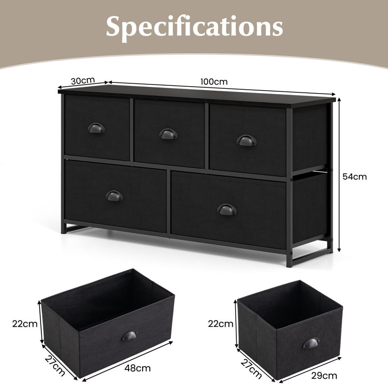 100cm W 5 - Drawer Chest of Drawers
