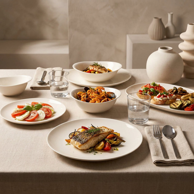Service de vaisselle en porcelaine crème Modern Sculptural (service de 26 pièces pour 6 personnes)