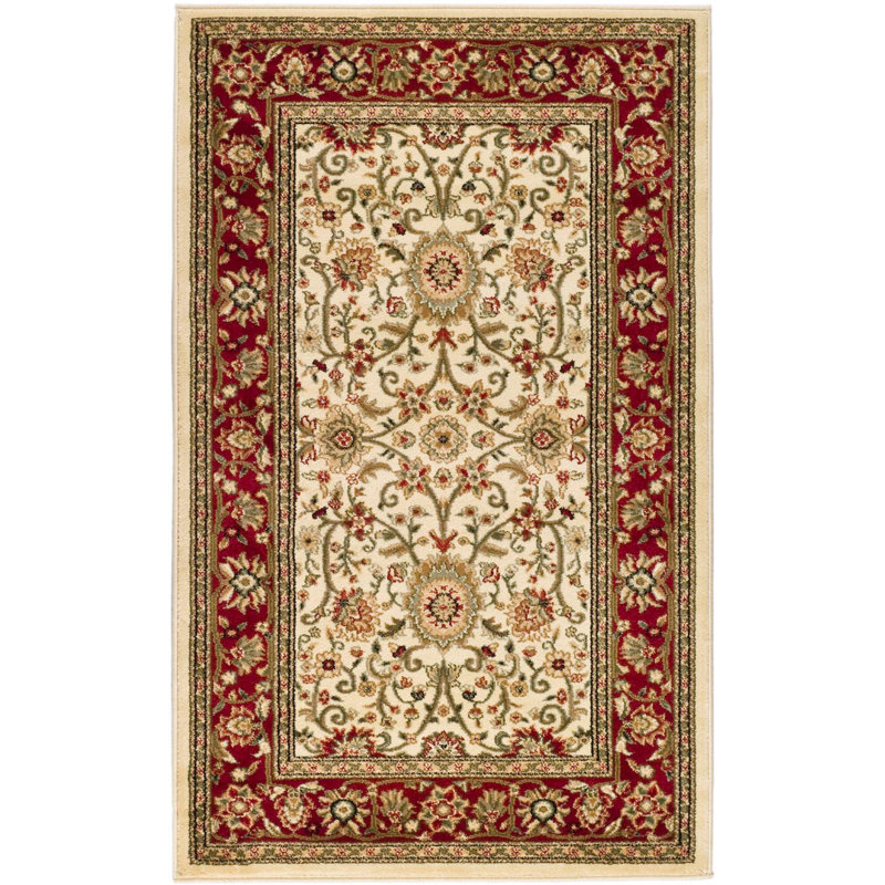 Lyndhurst Oriental Area Rug In Ivory / Red, Rectangle 69 x 122 cm