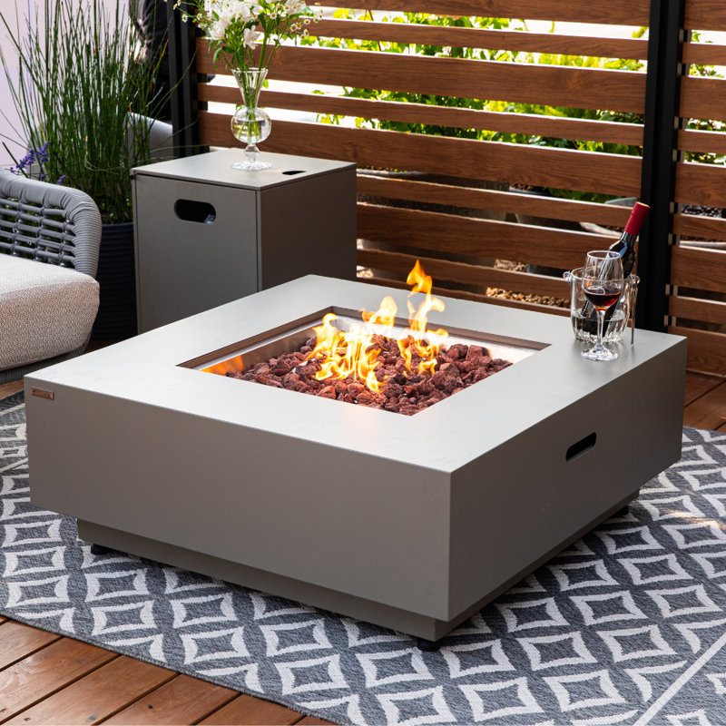 Ashton Propane Fire Pit Bundle 50” Outdoor Firepit 50,000 BTU Firepits for Outside with Windscreen, Tank Cover, Rain Cover, Converter Kit, Lava Rocks, Lid CSA Certified