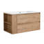 Support de meuble-lavabo mural 36 po avec lavabo en céramique - Gracieux tiroir moderne à fermeture en douceur imitation chêne massif Contreplaqué robuste Rangement de rangement abondant 2 teintes incluses-1518077592-1518077593