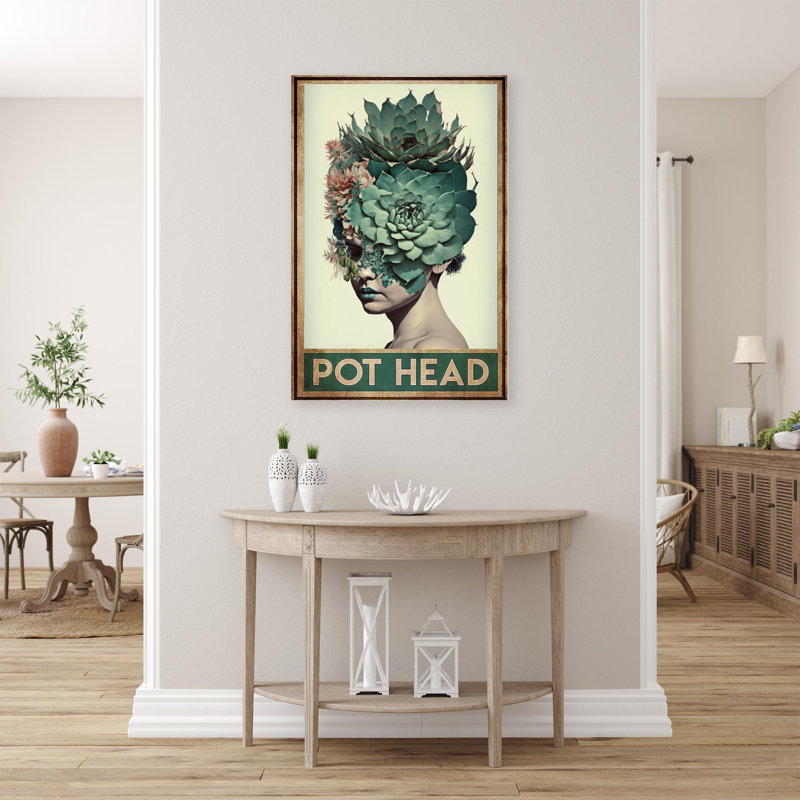 " Succulent Pot Head ", 36" H x 24" W x 1.25" D