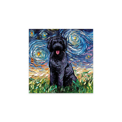«Black Labradoodle Night On Plastique / Acrylique» par Aja Treves, peinture