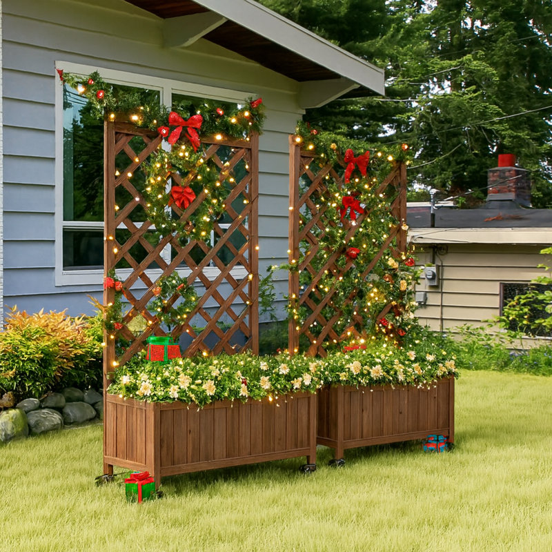 Handmade Wood Planter Box, Dark Brown