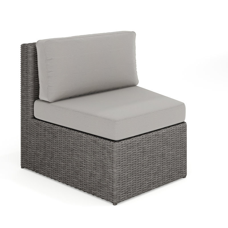 Martha Stewart Bedford Outdoor Modular Rattan Wicker Patio Curved Sectional Sofa Seat, Gray, Gray