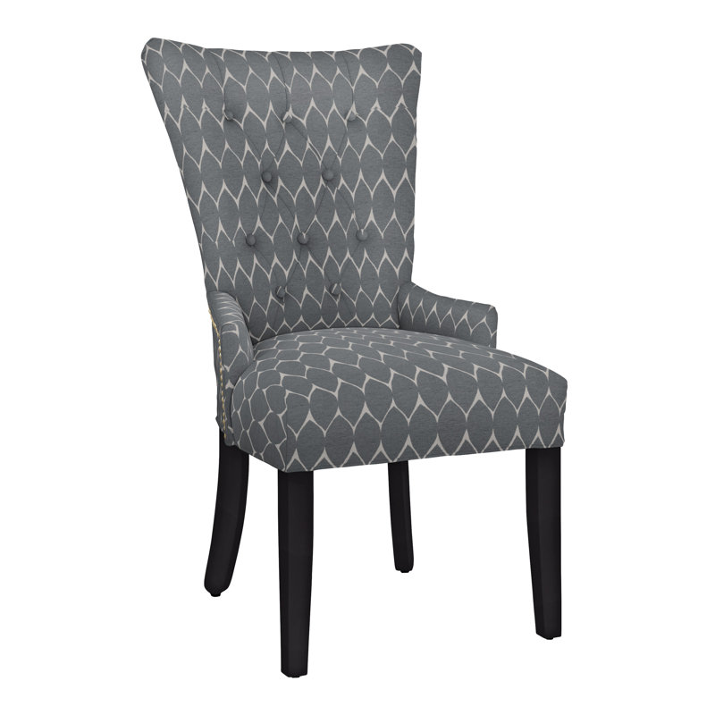 Upholstered Dining Chair, Brass, 5626-082, Black Satin