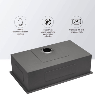 Undermount Sink - Undermount Stainless Steel Kitchen Sink 16 Gauge 9 Inch Deep Single Bowl Kitchen Sink Basin, Includes Drain Assembly (No Additional Accessories)
