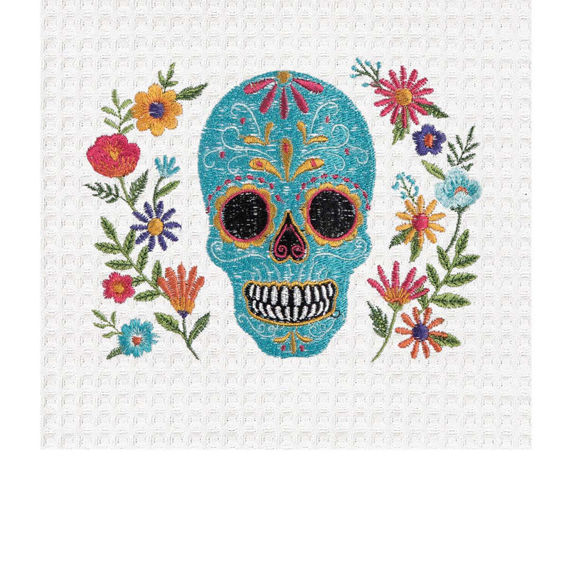 Serviette Aqua Sugar Skull & Flowers