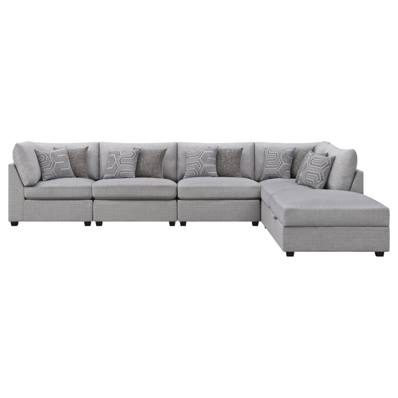 Maywood 6-Piece Upholstered Modular Sectional Sofa Grey, 38" H x 156" W x 117" D