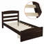 Lit plateforme classique Classic Curved Silhouette, bois massif avec rangement intégré, finition brun riche, aucun sommier tapissier requis