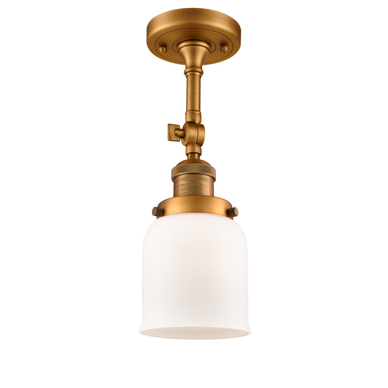 Applique murale 1 lumière 8 po Bell, Boîtier blanc mat, Ampoule à DEL rétro de 6 watts, Laiton brossé
