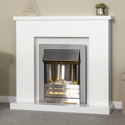 Lomond Adam 100cm W Pure White Electric Electric Fireplace Suite with 6824.28 BTU