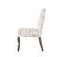 De 2 chaises de salle à manger Kd - Tissu beige avec motif d'écriture française, pieds en chêne patiné pour les pièces élégantes