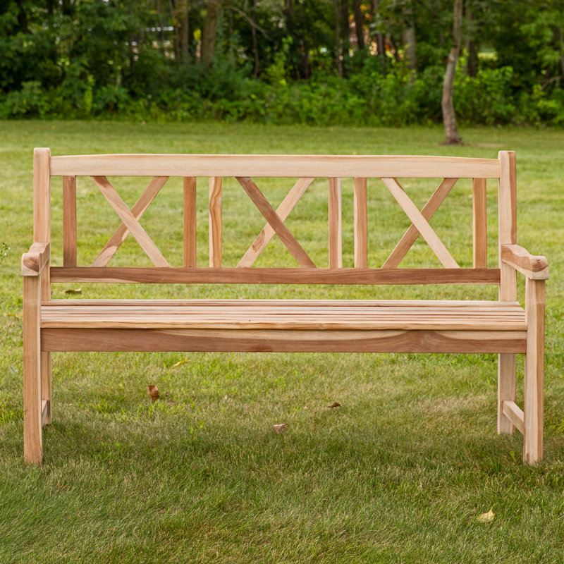 Banc de jardin en bois de teck pour 2 personnes avec dossier