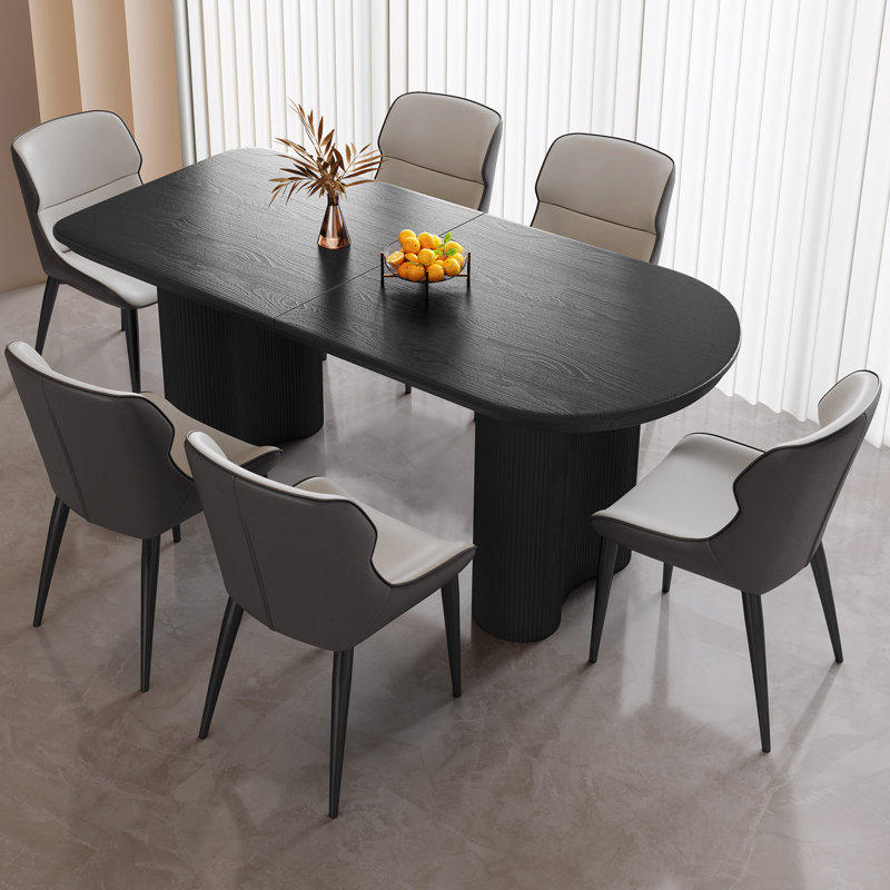 Ensemble de table de salle à manger rectangulaire moderne 62,99 "avec 6 chaises pour la cuisine, le bar et le salon Pearlena