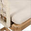 Tabouret de bar d'extérieur en bois et corde - finition teck avec coussin beige