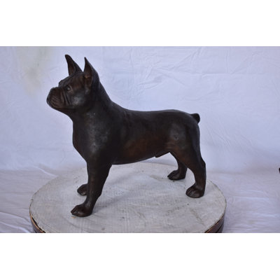Bizzell French Bulldog Standing Made of Bronze Statue - Size: 9"L x 20"W x 18"H.