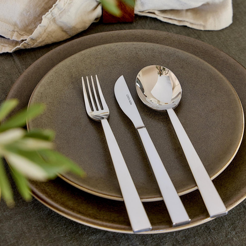 Sen Flatware 5 Pieces, Polished Silver
