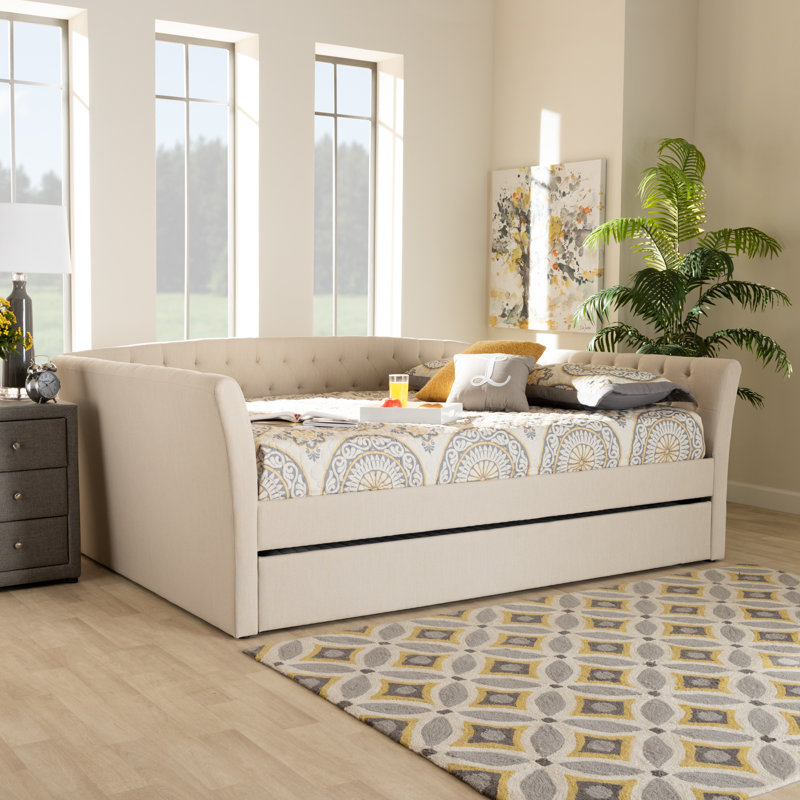 Lit de jour avec couchette Eppie, Grand lit, Beige