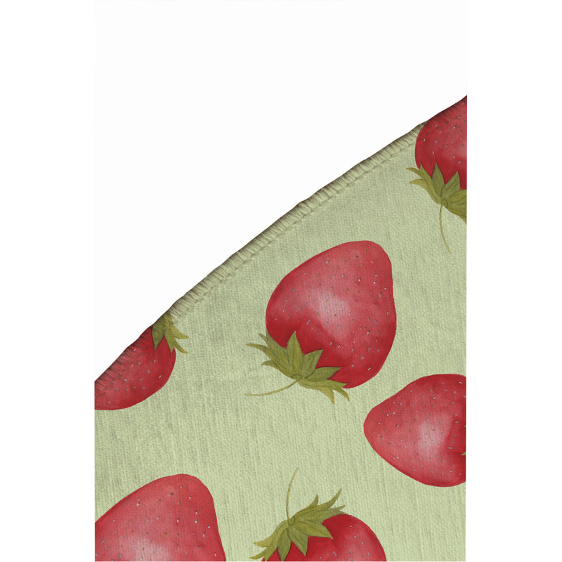 Summer Strawberries Outdoor Rug, Round 5'