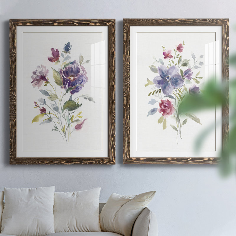 Couleur variété I - ensemble de 2 peintures, Papier, cadre noyer, H 31,5 po x l 47 po x P 1,5 po