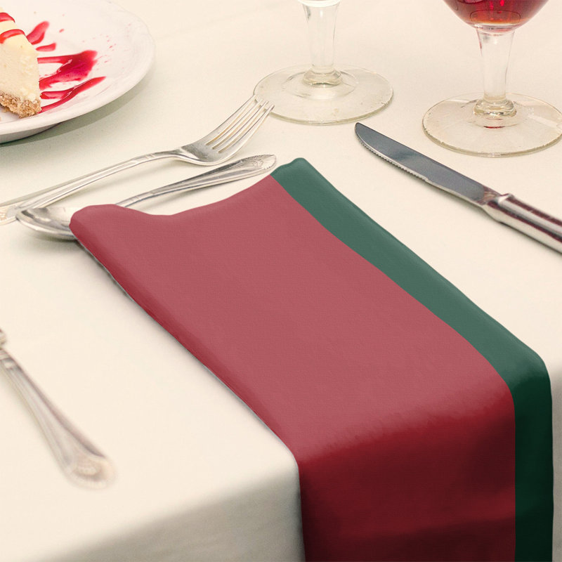 Striped Square Napkin, 22" x 22", Iron Range Red/Forest Green/Minnesota Wheat, Cotton Twill