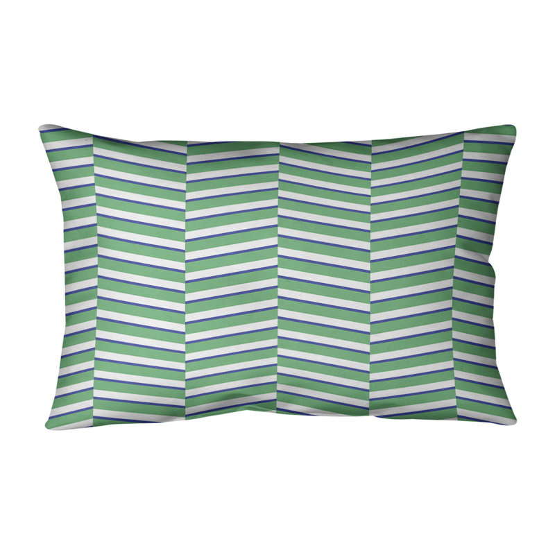 Coussin lombaire à rayures fracturées, H 14 po x l 20 po, Pas de bourre, Vert/bleu marine