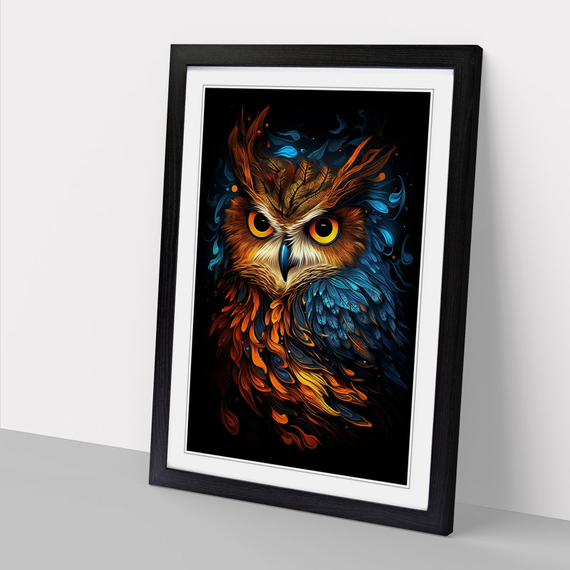 Owl Digital - Single Picture Frame Print on Wood, Black , 34cm H x 25cm W x 2cm D
