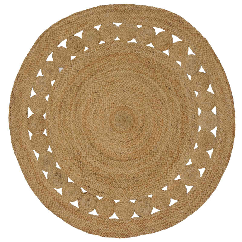 Hand Braided Area Rug, Natural, Round 120cm
