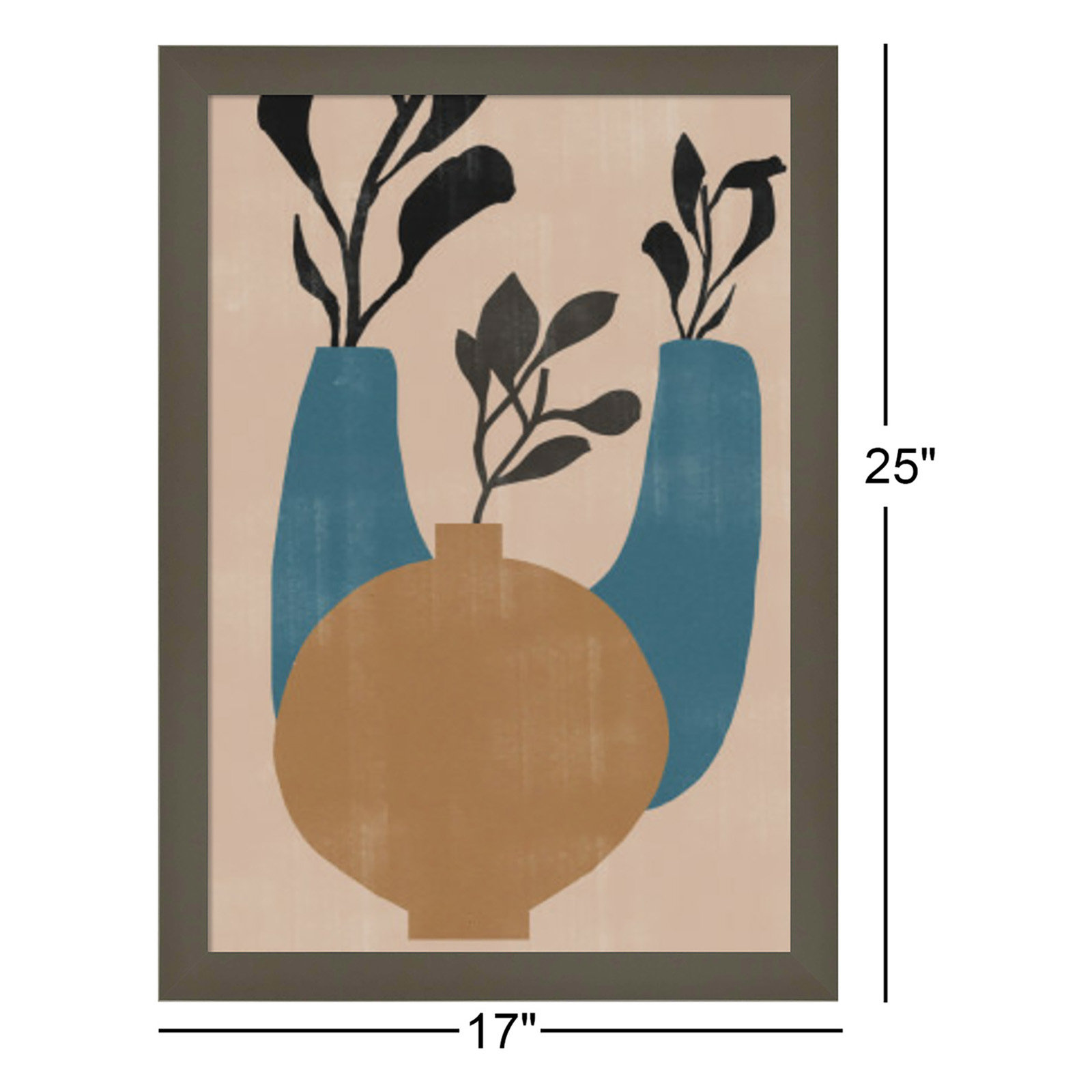 Fredi Vases No 7 by The MIUUS STUDIO - Framed Art Print, Gray Framed, 25" H x 17" W