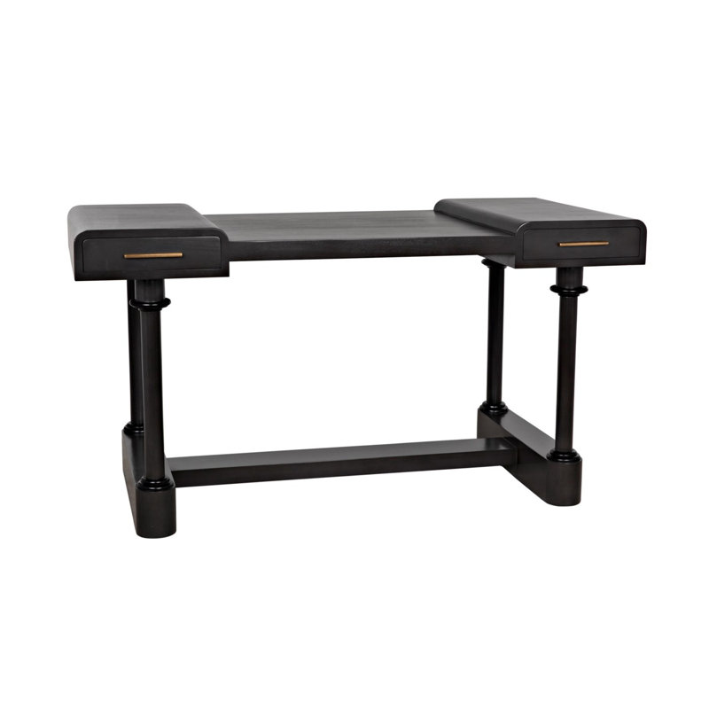 Locarno 28" Black Solid Wood Writing Desk with Drawer